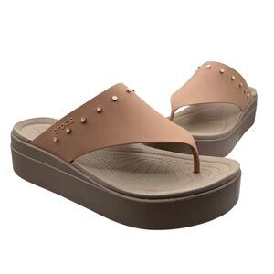Crocs Brooklyn Studded Flip Flop Thong LiteRide Platform Wedge Sandals (11)